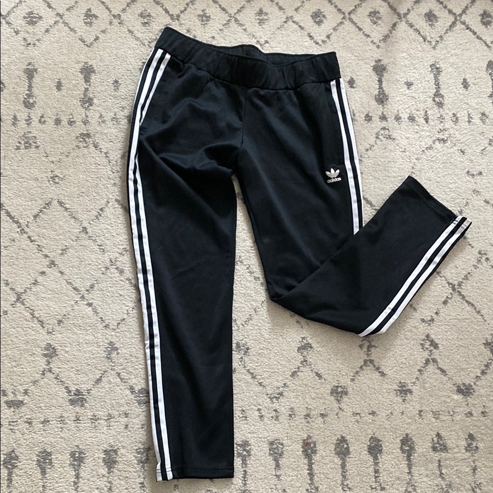 adidas Black Track Pants with White Stripes